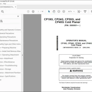 John Deere CP18G, CP24G, CP30G & CP40G Planer Operator's Manual PDF