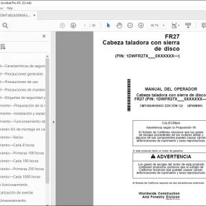 John Deere Cabeza taladora con sierra FR27 MANUAL DEL OPERADOR PDF
