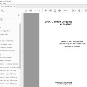 John Deere Camion volquete articulado 250C MANUAL DEL OPERADOR OMT167166  PDF