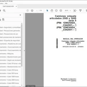 Manual del Operador John Deere Camiones Volquete 250D 300D Serie II PDF