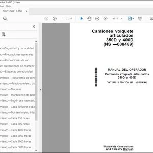 John Deere Camiones volquete 350D y 400D MANUAL DEL OPERADOR PDF