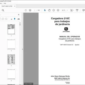 John Deere Cargadora 210C para trabajos MANUAL DEL OPERADOR PDF