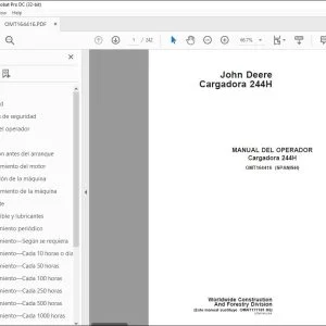 John Deere Cargadora 244H MANUAL DEL OPERADOR OMT164416 - PDF DOWNLOAD