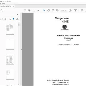 John Deere Cargadora 444E MANUAL DEL OPERADOR OMAT123459 PDF