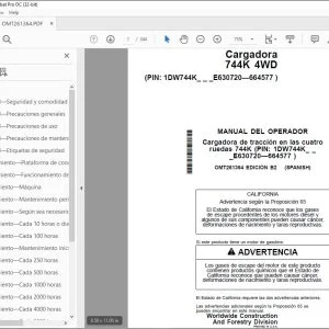 John Deere Cargadora 744K 4WD MANUAL DEL OPERADOR OMT261364 PDF