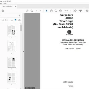 John Deere Cargadora JD450 Tipo Oruga MANUAL DEL OPERADOR OMT27339 PDF