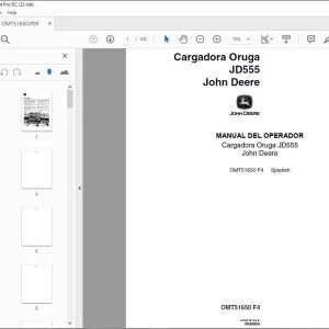 John Deere Cargadora Oruga JD555 MANUAL DEL OPERADOR OMT51650 PDF