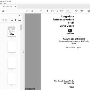 John Deere Cargadora Retroexcavadora 410B MANUAL DEL OPERADOR PDF
