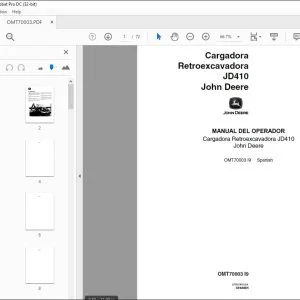 John Deere Cargadora Retroexcavadora JD410 MANUAL DEL OPERADOR PDF