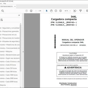 John Deere Cargadora compacta 344L MANUAL DEL OPERADOR PDF
