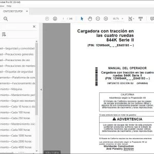 John Deere tracción cuatro ruedas 844K Serie II MANUAL DEL OPERADOR PDF