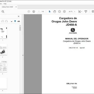 John Deere Cargadora de Orugas JD450-A MANUAL DEL OPERADOR OML27431 PDF
