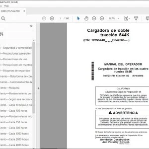John Deere Cargadora de doble tracción 544K MANUAL DEL OPERADOR PDF
