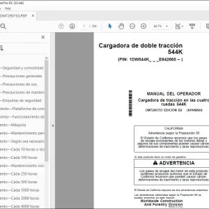 John Deere Cargadora de Doble Traccion 544K Manual del Operador PDF Download