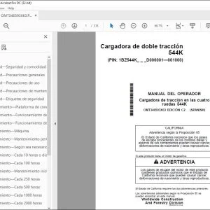 John Deere Cargadora de doble tracción 544K MANUAL DEL OPERADOR PDF