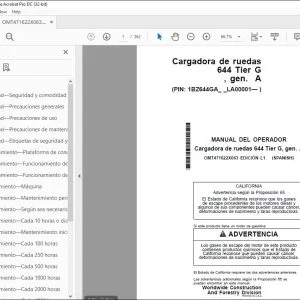John Deere Cargadora de ruedas 644 Tier G MANUAL DEL OPERADOR PDF
