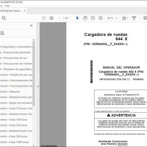 John Deere Cargadora de ruedas 644 X MANUAL DEL OPERADOR PDF