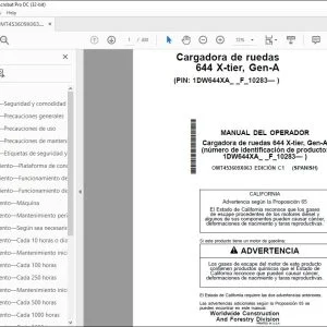 John Deere Cargadora de ruedas 644 X-tier, Gen-A MANUAL DEL OPERADOR PDF