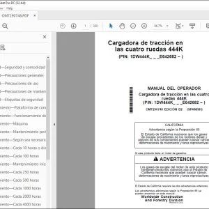 John Deere Cargadora de tracción cuatro 444K MANUAL DEL OPERADOR PDF
