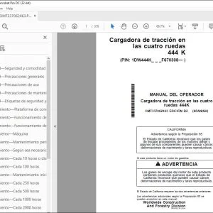 John Deere Cargadora de tracción 444K MANUAL DEL OPERADOR PDF