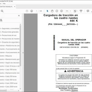 Manual del Operador John Deere Cargadora de Tracción 444K PDF