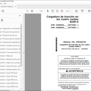 John Deere Cargadora de tracción cuatro 624K-II MANUAL DEL OPERADOR PDF
