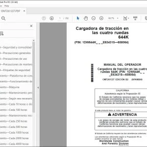 John Deere Cargadora de tracción cuatro 644K MANUAL DEL OPERADOR PDF