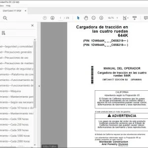 John Deere Cargadora de tracción 644K MANUAL DEL OPERADOR PDF