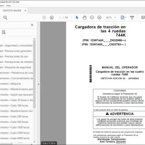 John Deere Cargadora de tracción cuatro ruedas 744K MANUAL DEL OPERADOR PDF