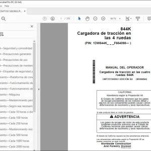 John Deere Cargadora de tracción 844K MANUAL DEL OPERADOR PDF