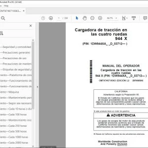 John Deere Cargadora de tracción 944 X MANUAL DEL OPERADOR PDF