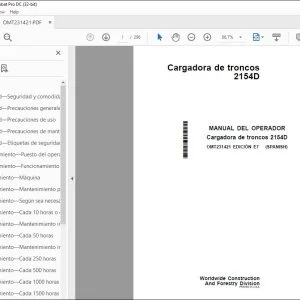 John Deere Cargadora de troncos 2154D MANUAL DEL OPERADOR PDF