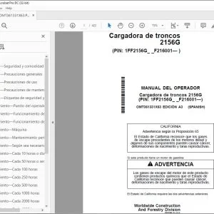 John Deere Cargadora de troncos 2156G MANUAL DEL OPERADOR PDF