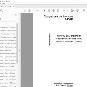 John Deere Cargadora de troncos 2454D MANUAL DEL OPERADOR PDF