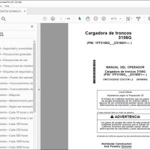 John Deere Cargadora de troncos 3156G MANUAL DEL OPERADOR PDF