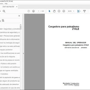 John Deere Cargadora para paisajismo 210LE MANUAL DEL OPERADOR PDF