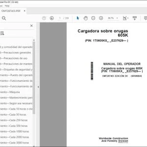 John Deere Cargadora sobre 605K MANUAL DEL OPERADOR OMT287403 PDF