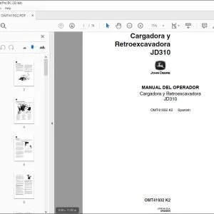 John Deere Cargadora y Retroexcavadora JD310 MANUAL DEL OPERADOR PDF