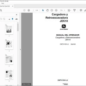 John Deere Cargadora y Retroexcavadora JD510 MANUAL DEL OPERADOR PDF