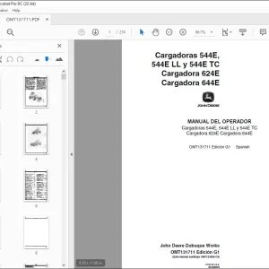 John Deere Cargadoras 544E, 544E LL y 544E TC 624E & 644E MANUAL DEL OPERADOR PDF