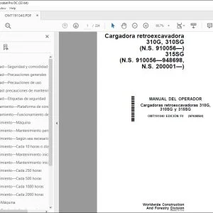 John Deere Cargadoras 310G, 310SG y 315SG MANUAL DEL OPERADOR PDF