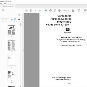 Manual del Operador John Deere Cargadoras 410D y 510D PDF