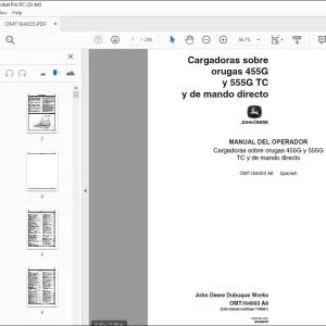 John Deere Cargadoras sobre orugas 455G y 555G TC y de mando directo MANUAL DEL OPERADOR PDF