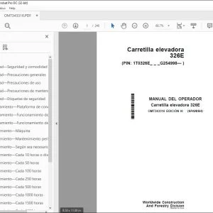 John Deere Carretilla elevadora 326E MANUAL DEL OPERADOR OMT343316 PDF