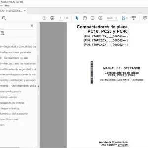 Manual del Operador John Deere Compactadores PC16 PC23 PC40 PDF
