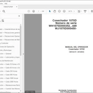 John Deere Cosechador 1070D MANUAL DEL OPERADOR OMF064370 PDF