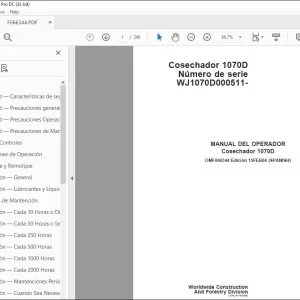 John Deere Cosechador 1070D MANUAL DEL OPERADOR OMF066344 PDF
