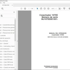 John Deere Cosechador 1070D MANUAL DEL OPERADOR OMF070963 PDF