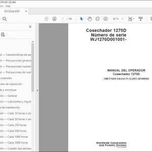 John Deere Cosechador 1270D MANUAL DEL OPERADOR OMF070264 PDF