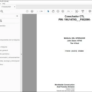 John Deere Cosechador 1470G Tier 4 final MANUAL DEL OPERADOR PDF